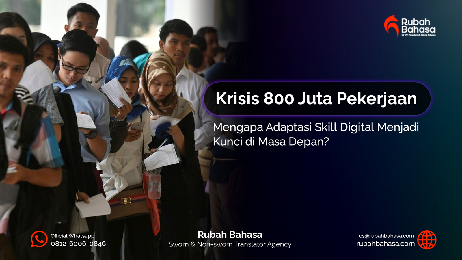 Ilustrasi krisis pengangguran generasi muda dengan suasana kota gelap dan penuh tekanan ekonomi.
