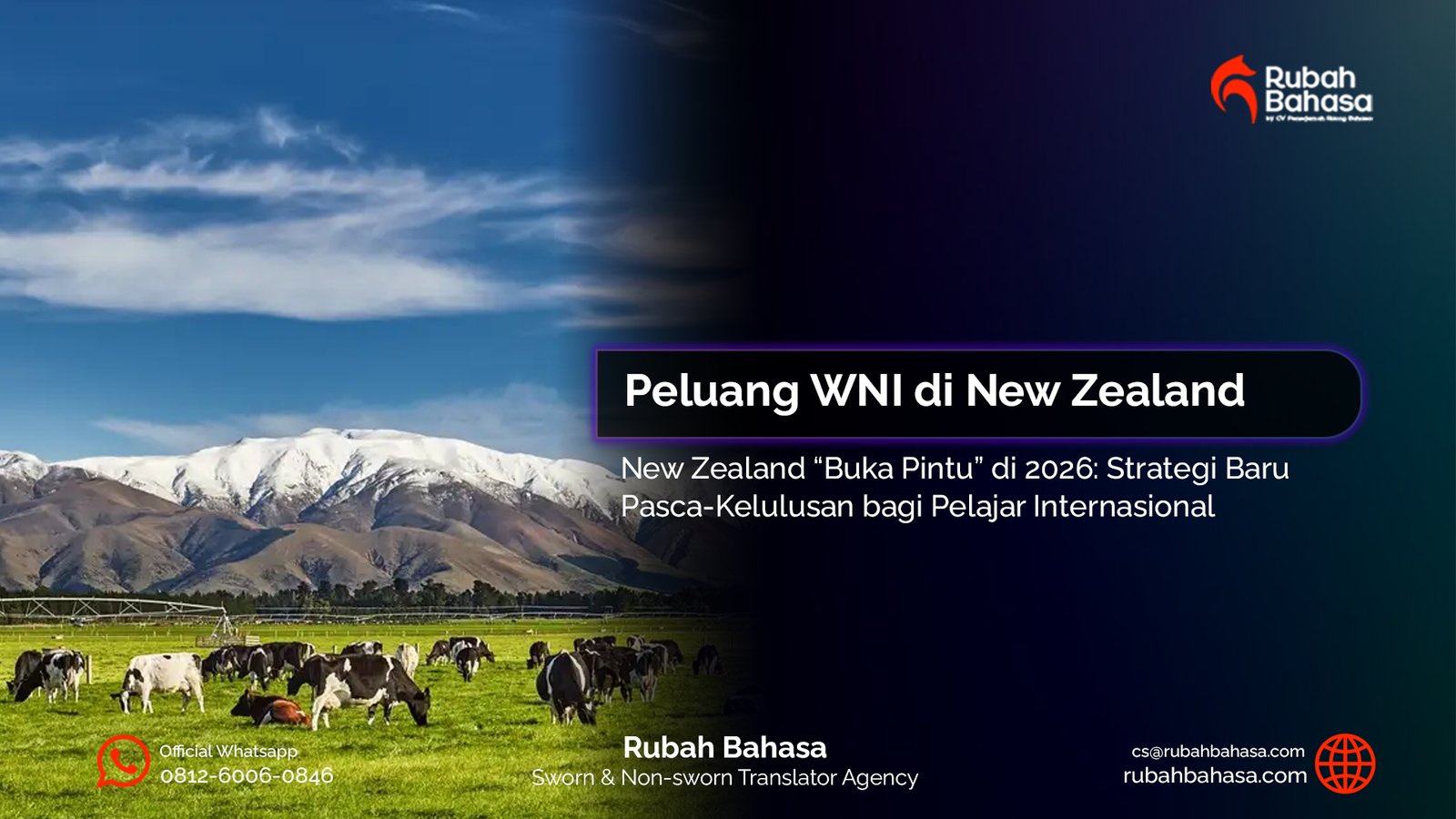 Konten tentang peluang WNI di New Zealand yang semakin terbuka, mulai dari kerja, studi, visa, hingga kesempatan membangun karier dan kehidupan internasional di negara dengan kualitas hidup tinggi.