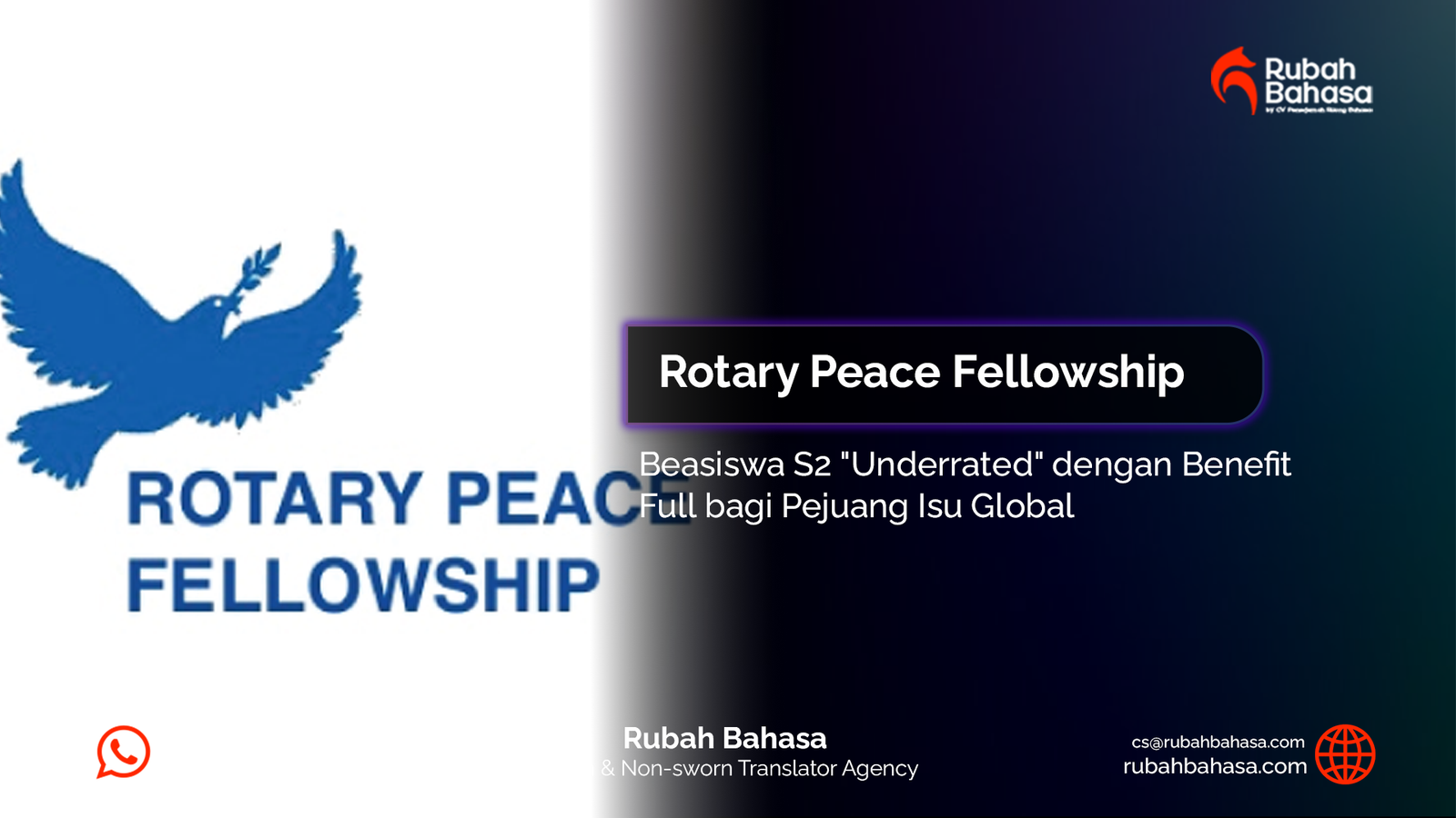 Ilustrasi Rotary Peace Scholarship dengan suasana pendidikan internasional, perdamaian dunia, dan isu global.