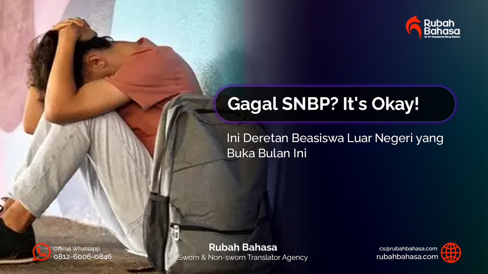 Gagal SNBP? It's Okay! Ini Deretan Beasiswa Luar Negeri yang Buka Bulan Ini — Ilustrasi siswa Indonesia yang sedang mencari peluang beasiswa luar negeri melalui laptop, dengan berbagai ikon negara, universitas, dan simbol pendidikan internasional yang menggambarkan kesempatan studi di luar negeri meskipun tidak lolos SNBP.