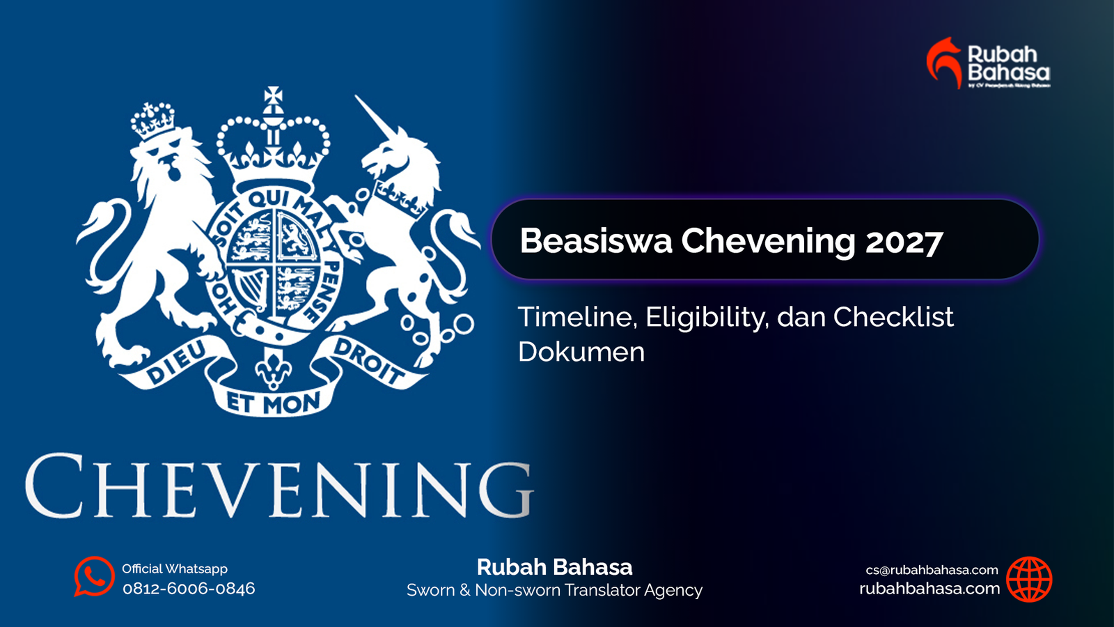 Informasi Beasiswa Chevening 2027 untuk studi S2 di Inggris